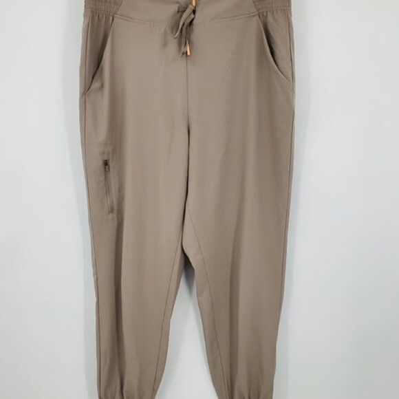 Eddie Bauer Moisture Wicking Brown / Tan Coral Accent String Jogger Pants Large - Picture 1 of 7